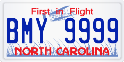 NC license plate BMY9999