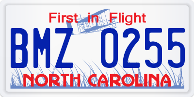 NC license plate BMZ0255