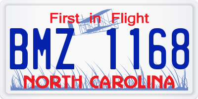 NC license plate BMZ1168