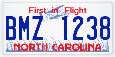 NC license plate BMZ1238