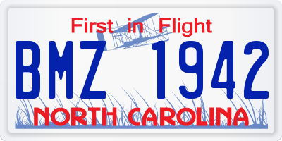 NC license plate BMZ1942