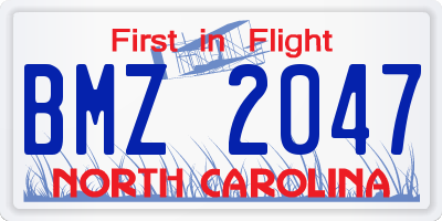 NC license plate BMZ2047