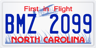 NC license plate BMZ2099
