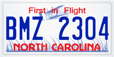 NC license plate BMZ2304