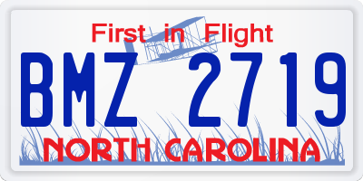 NC license plate BMZ2719