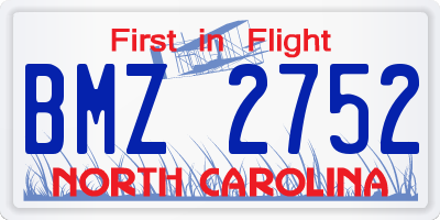 NC license plate BMZ2752