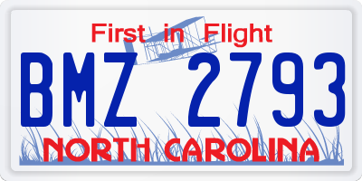 NC license plate BMZ2793