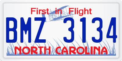 NC license plate BMZ3134