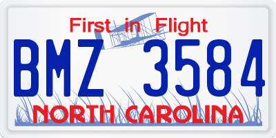 NC license plate BMZ3584