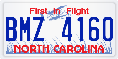 NC license plate BMZ4160