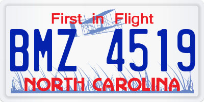 NC license plate BMZ4519