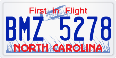 NC license plate BMZ5278