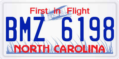 NC license plate BMZ6198