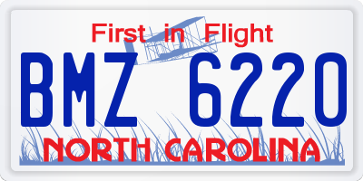 NC license plate BMZ6220