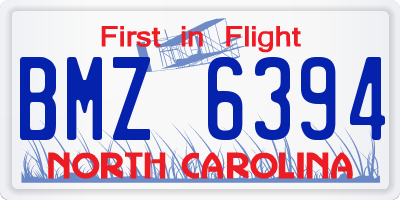 NC license plate BMZ6394