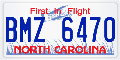 NC license plate BMZ6470