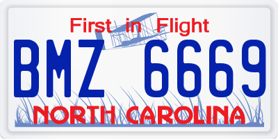 NC license plate BMZ6669