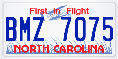 NC license plate BMZ7075