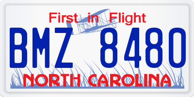 NC license plate BMZ8480