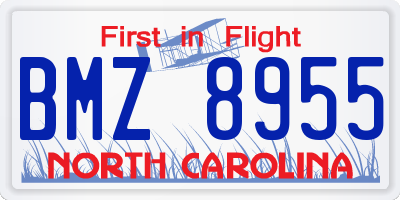 NC license plate BMZ8955