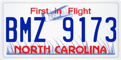 NC license plate BMZ9173