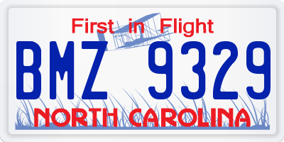NC license plate BMZ9329