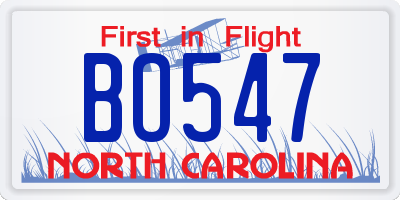 NC license plate BO547