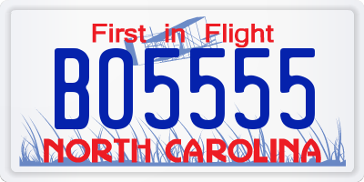 NC license plate BO5555