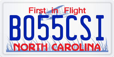 NC license plate BO55CSI