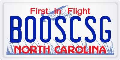 NC license plate BOOSCSG