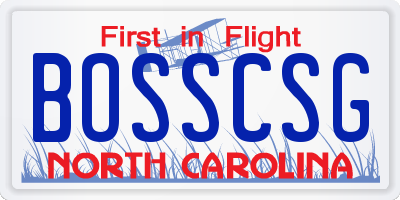 NC license plate BOSSCSG