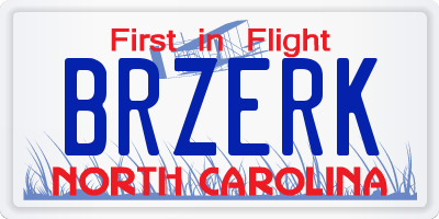 NC license plate BRZERK