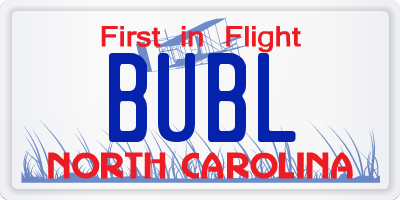 NC license plate BUBL