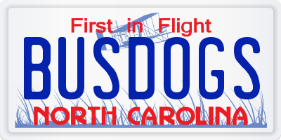 NC license plate BUSDOGS