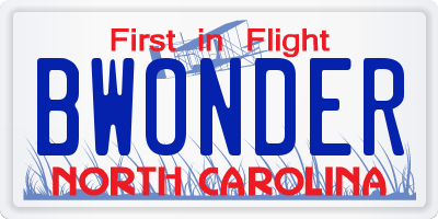 NC license plate BWONDER