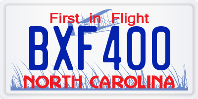 NC license plate BXF400