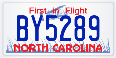 NC license plate BY5289