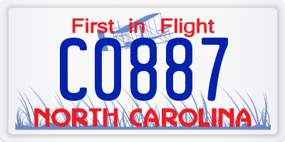 NC license plate C0887