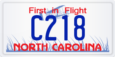 NC license plate C218