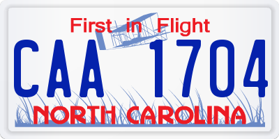 NC license plate CAA1704
