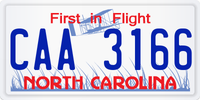 NC license plate CAA3166