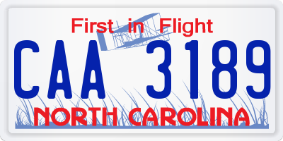 NC license plate CAA3189