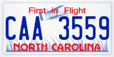 NC license plate CAA3559