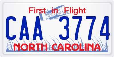 NC license plate CAA3774