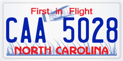 NC license plate CAA5028
