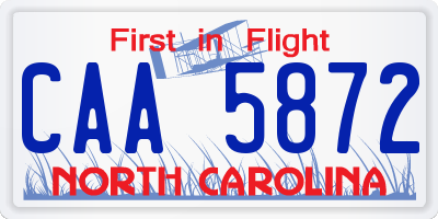 NC license plate CAA5872