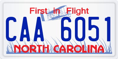 NC license plate CAA6051