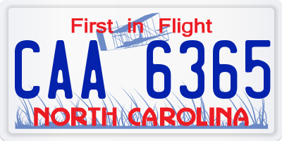 NC license plate CAA6365