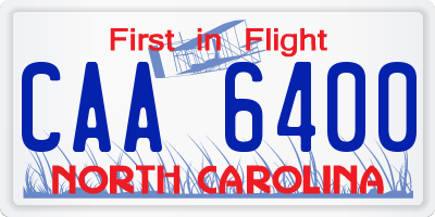 NC license plate CAA6400