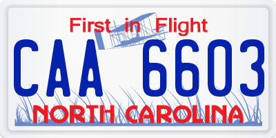 NC license plate CAA6603